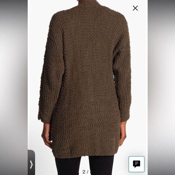 Sz M, Bobeau Olive Green Textured Popcorn Open Cardigan w pockets P2P=19.5“ - Picture 2 of 7